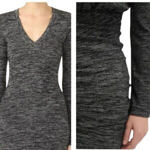 Wilfred Black & Gray Midi V-Neck Long Sleeves Sheath Dress Size Small